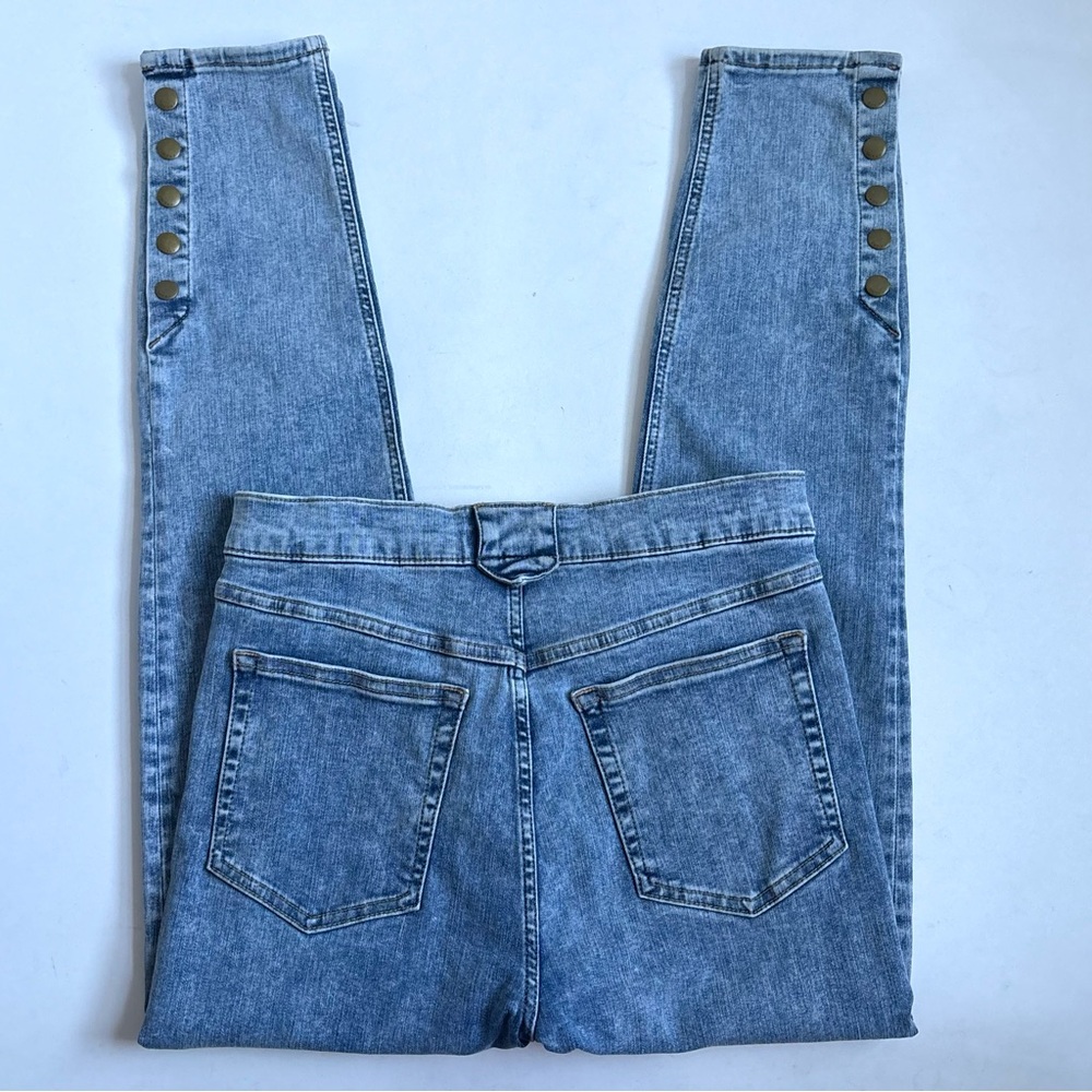 FRAME Esther The Snapped Cropped High-Rise Blue Ankle Denim Leggings Size 28 - Picture 3 of 16